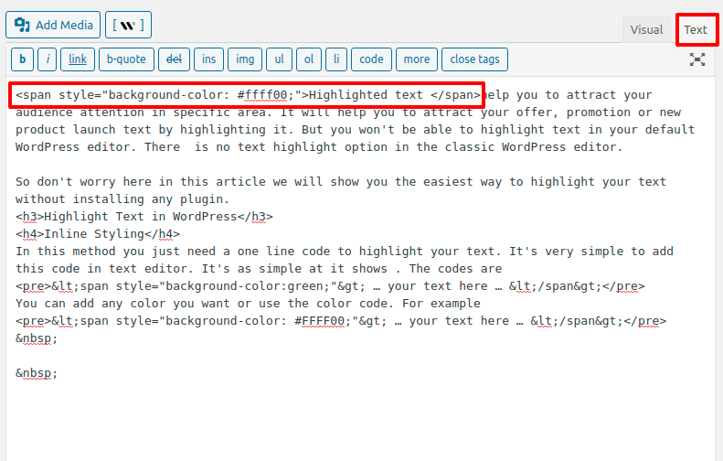 highlight-text-in-Wordpress