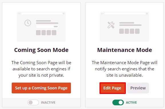 enable maintenance mode in WordPress
