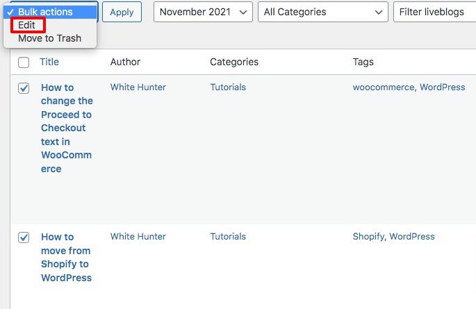 WordPress categories and tags